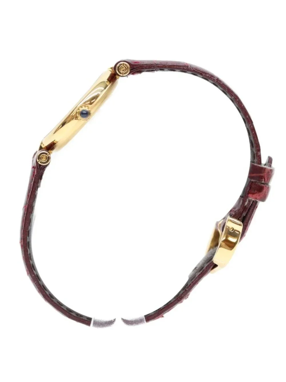 Cartier Must Vendome Vermeil SM Bordeaux Gold Roman Dial Red Leather